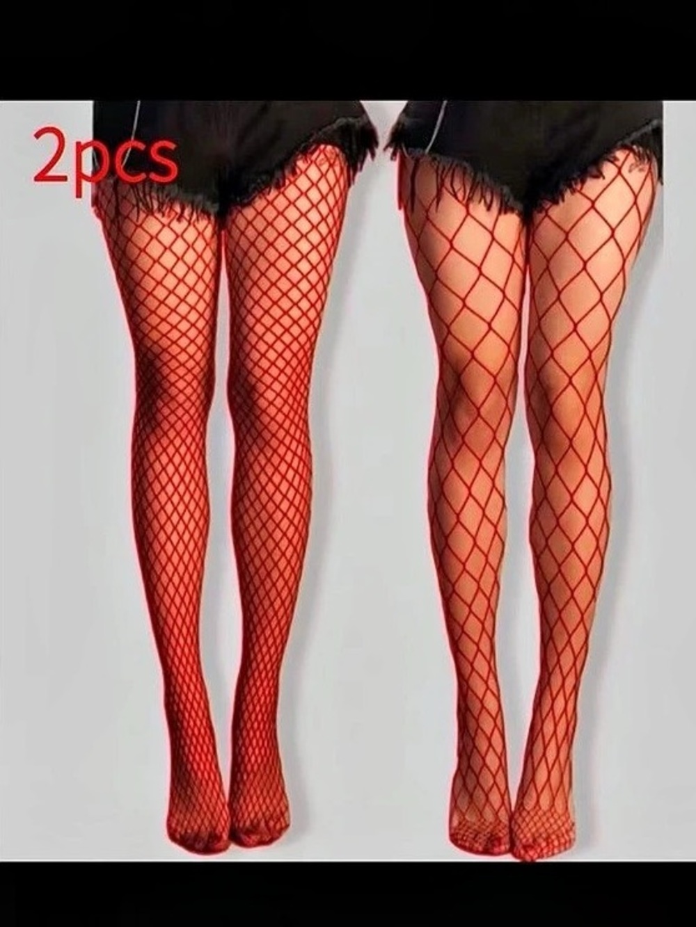 Red Fishnet Tights 2-Piece Set